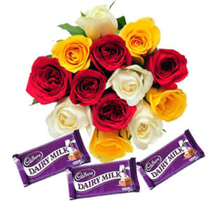 Mixed Roses with Chocolates